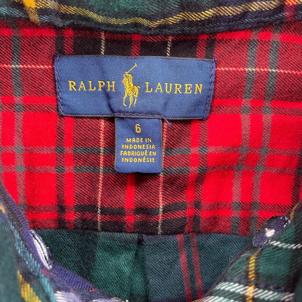 Ralph Lauren Boys Plaid Holiday Shirt Size 6 Christmas Button-Down - Picture 2 of 3